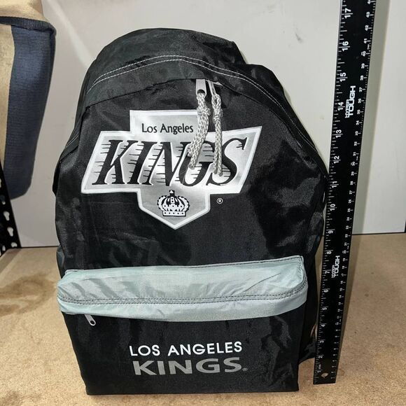 Vintage Los Angeles LA Kings Backpack Bag Black NHL Nasco‎ Lightweight Printed - Picture 5 of 7